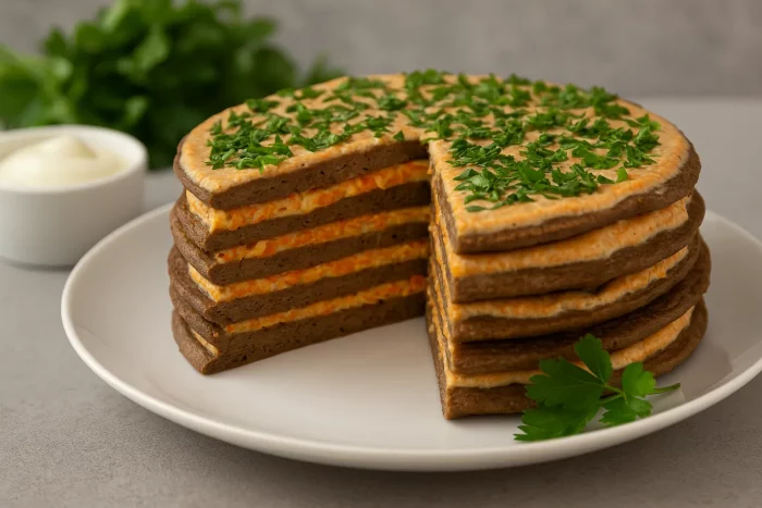 Печінковий торт крупним планом