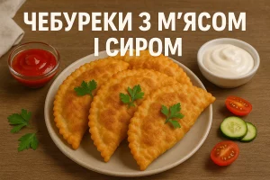 Чебуреки з м’ясом і сиром — обкладинка рецепту