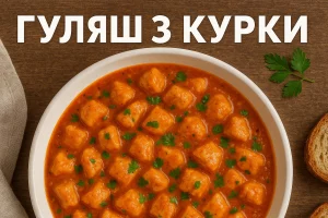 Гуляш з курки з текстом на зображенні