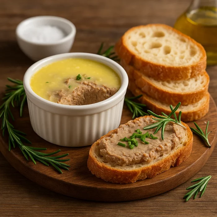 Паштет з гусячої печінки з грінками та розмарином