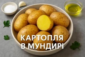 Картопля в мундирі з написом