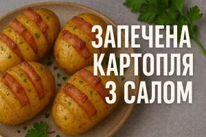 Обкладинка рецепта запеченої картоплі з салом