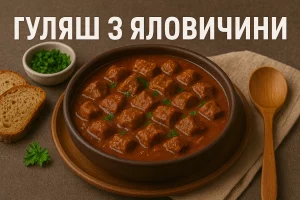 Гуляш з яловичини з назвою на зображенні