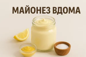 Майонез у банці з написом “МАЙОНЕЗ ВДОМА”