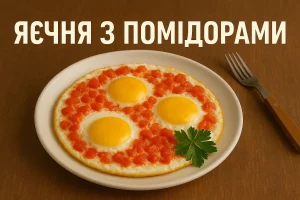 Яєчня з помідорами — смачна страва на сковороді