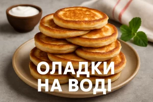 Обкладинка рецепту з текстом “ОЛАДКИ НА ВОДІ”