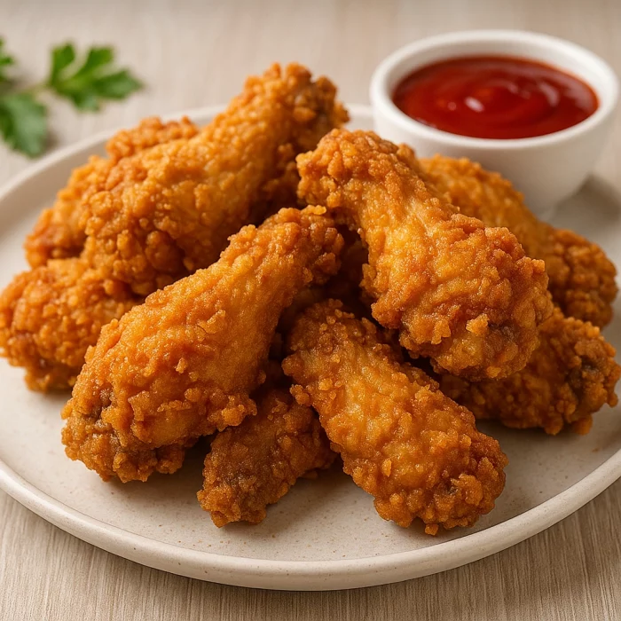 Хрусткі курячі крильця як у KFC на тарілці