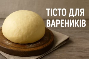Тісто для вареників на дощечці з написом ТІСТО ДЛЯ ВАРЕНИКІВ
