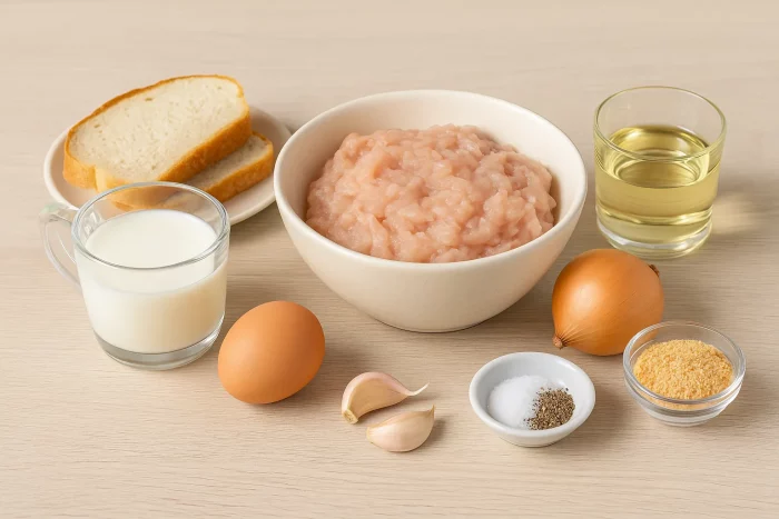 Інгредієнти для курячих котлет на столі