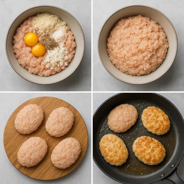 Процес приготування курячих котлет поетапно