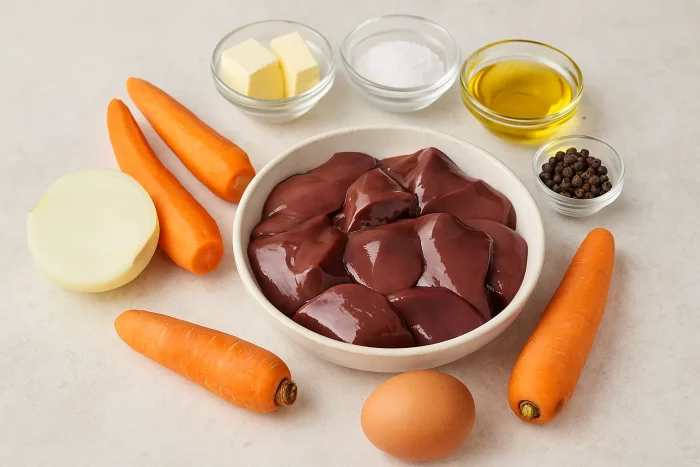 Продукти для приготування паштету зі свинячої печінки