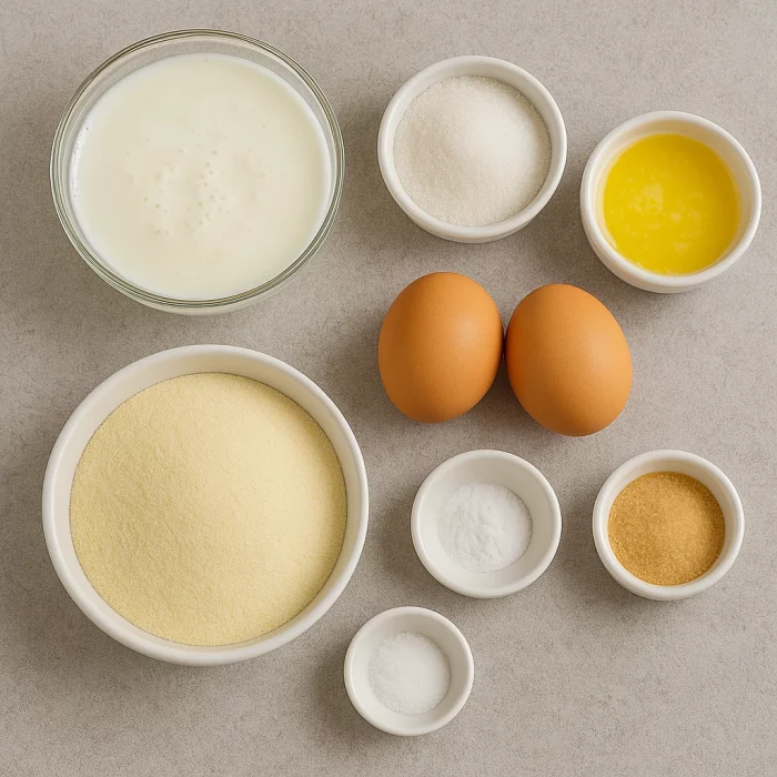 Інгредієнти для манника на кефірі на кухонному столі