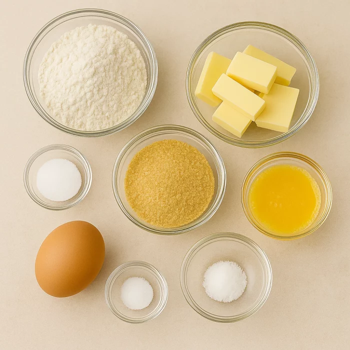 Інгредієнти для сирних паличок у паніровці, розкладені на столі