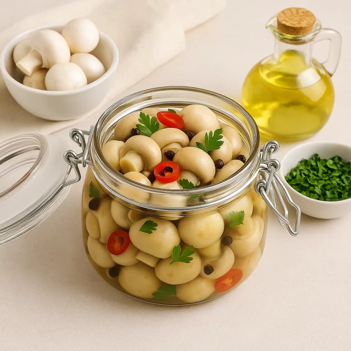 Подача маринованих печериць на святковому столі