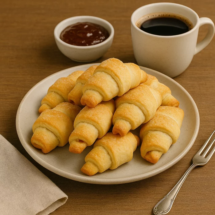 Рогалики з повидлом на тарілці з кавою