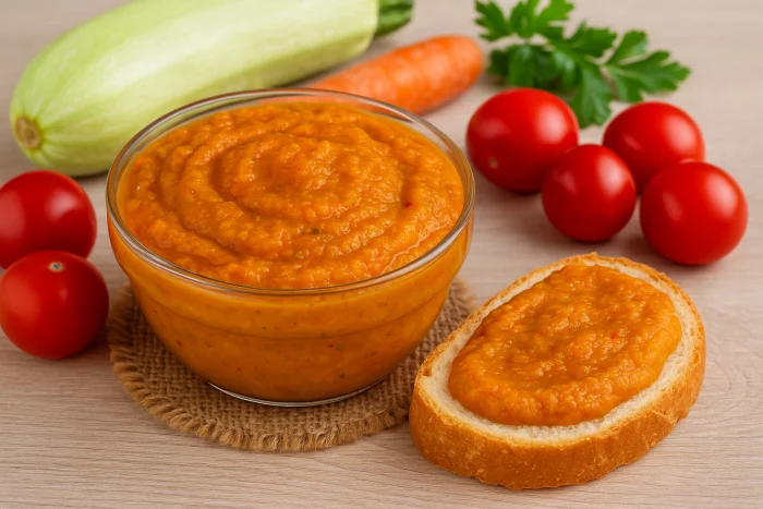 Подавання кабачкової ікри на хлібці