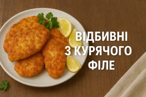 Обкладинка рецепту відбивних з курячого філе