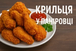 Курячі крильця у паніровці — банер рецепту