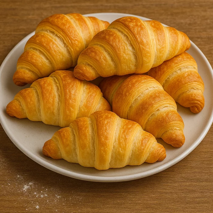 Готові круасани на білому тарілці