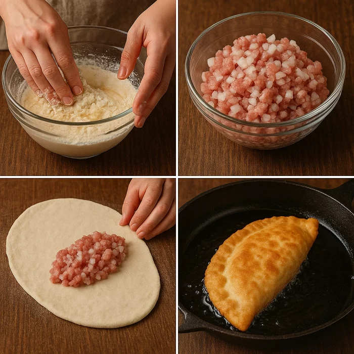 Процес приготування чебуреків крок за кроком