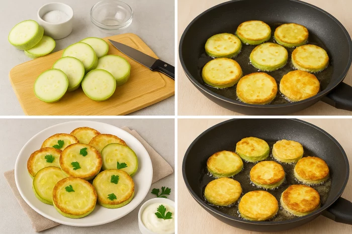 Покроковий процес приготування смажених кабачків