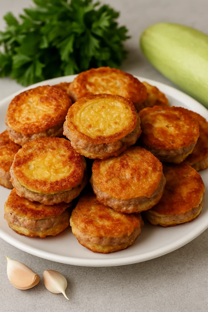 Подача смажених кабачків з фаршем на тарілці