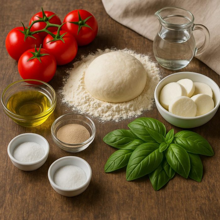 Інгредієнти для піци Маргарита на столі