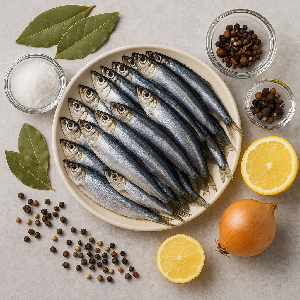 Інгредієнти для приготування кільки пряного посолу