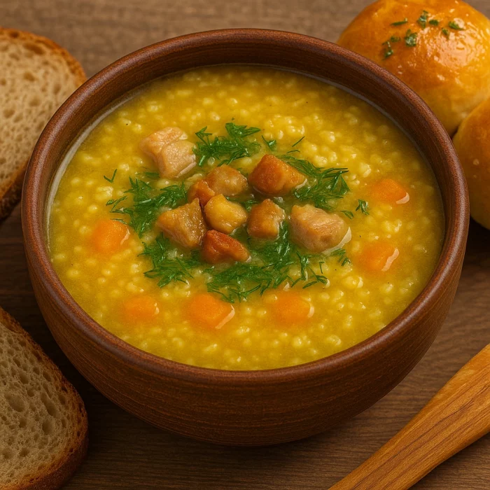 Куліш козацький у глиняній мисці зі шкварками