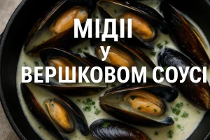 Обкладинка «Мідії у вершковому соусі» з фото страви