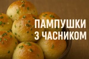 Обкладинка кулінарної статті про пампушки з часником