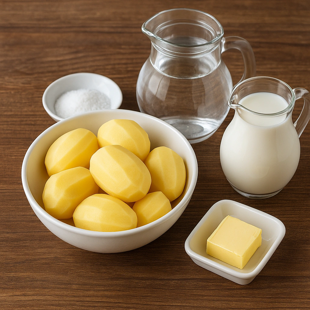 Інгредієнти для варіння картоплі на пюре