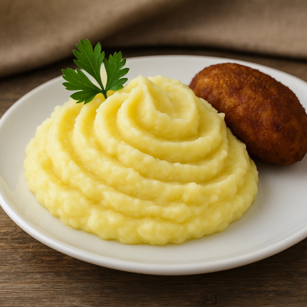 Подача картопляного пюре з м’ясом