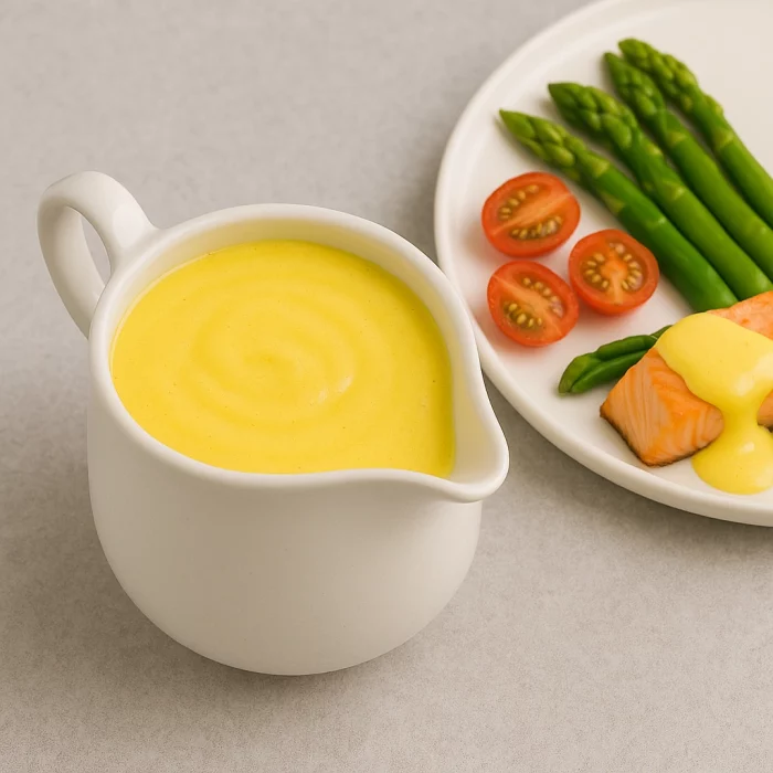 Соус Голландез із овочами та лососем