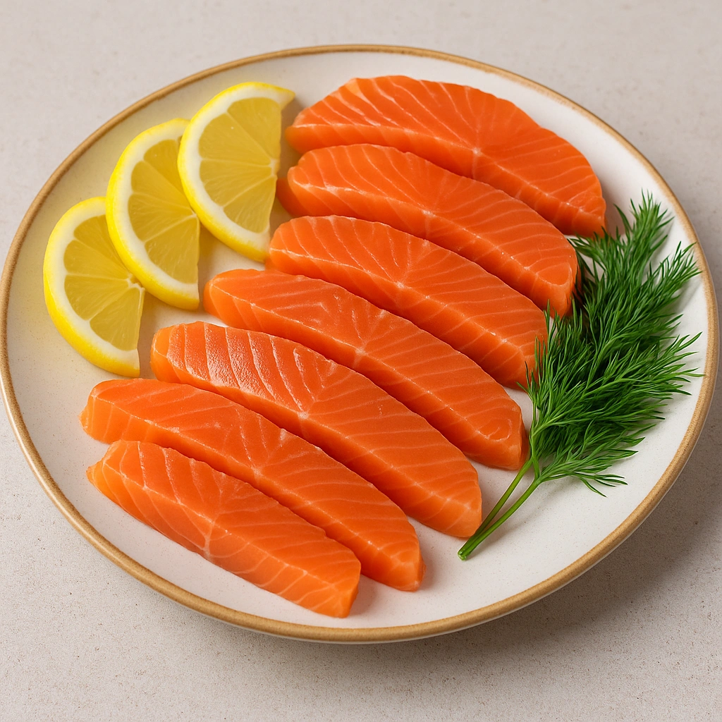 Солоная червона риба з лимоном та зеленню