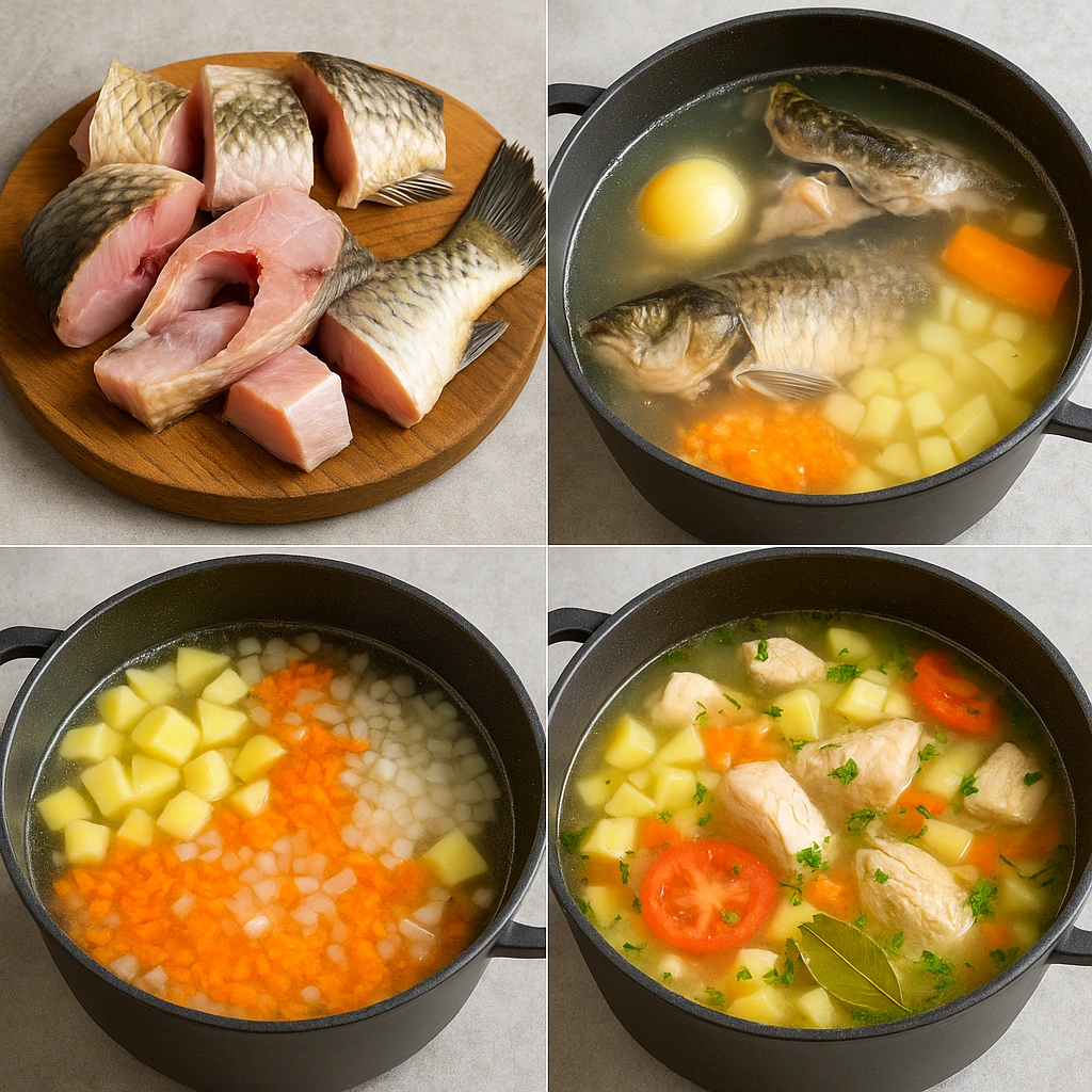Процес приготування юшки з коропа