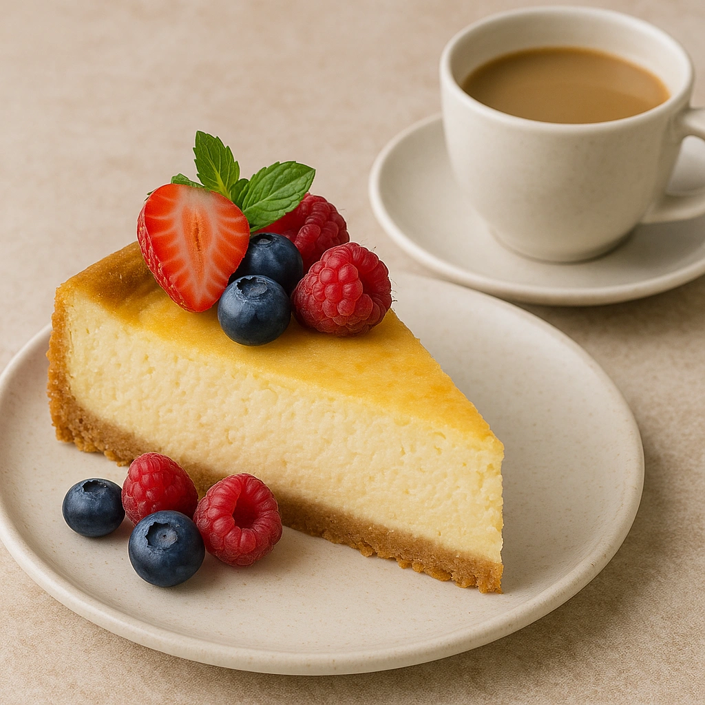Подача чізкейка із ягодами