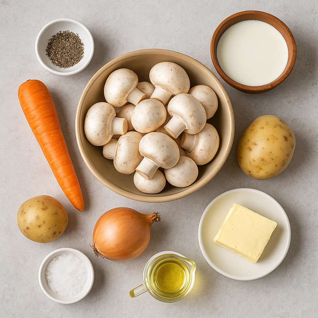 Інгредієнти для крем-супу із печериць