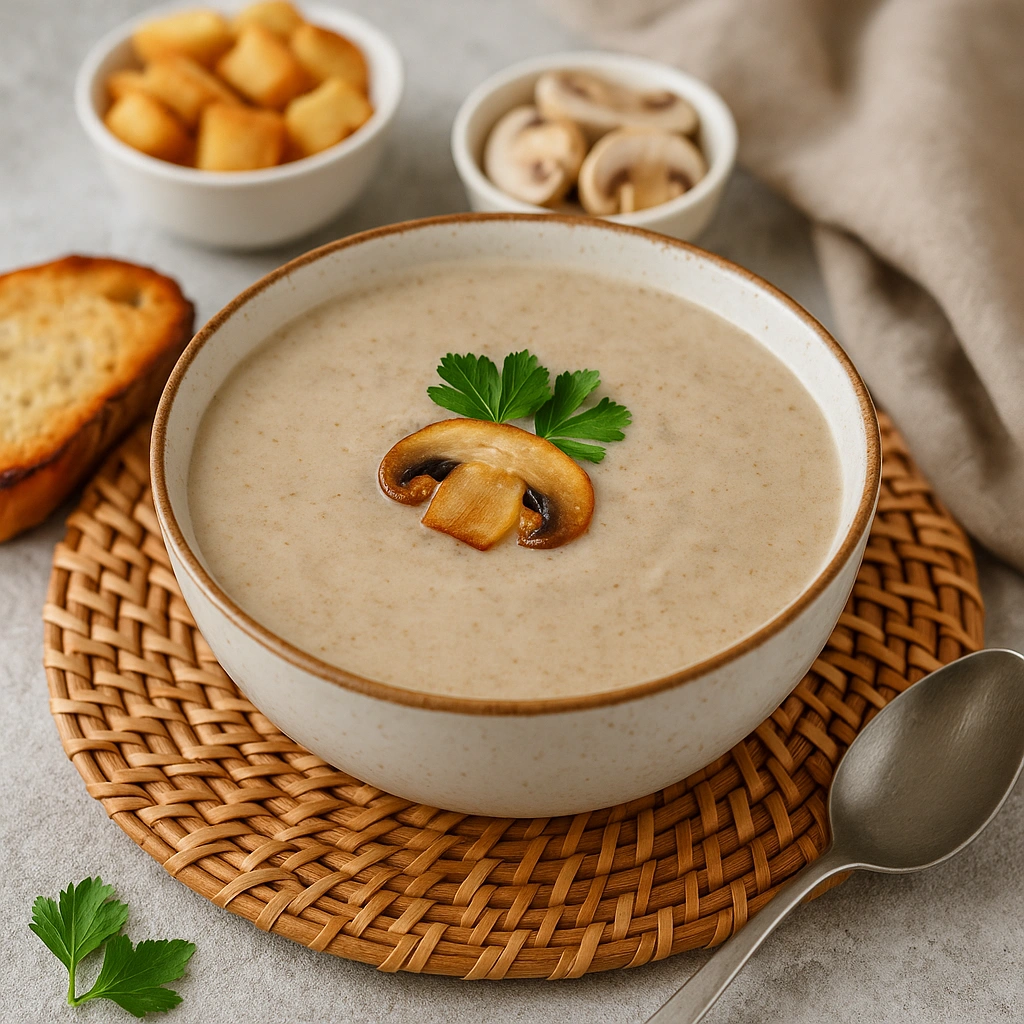 Подача крем-супу із печериць