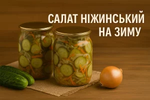 Салат ніжинський з огірків на зиму — класичний рецепт консервування
