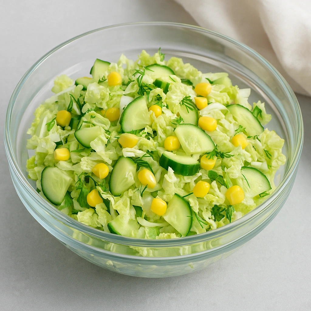 Салат з пекінської капусти з огірком і кукурудзою