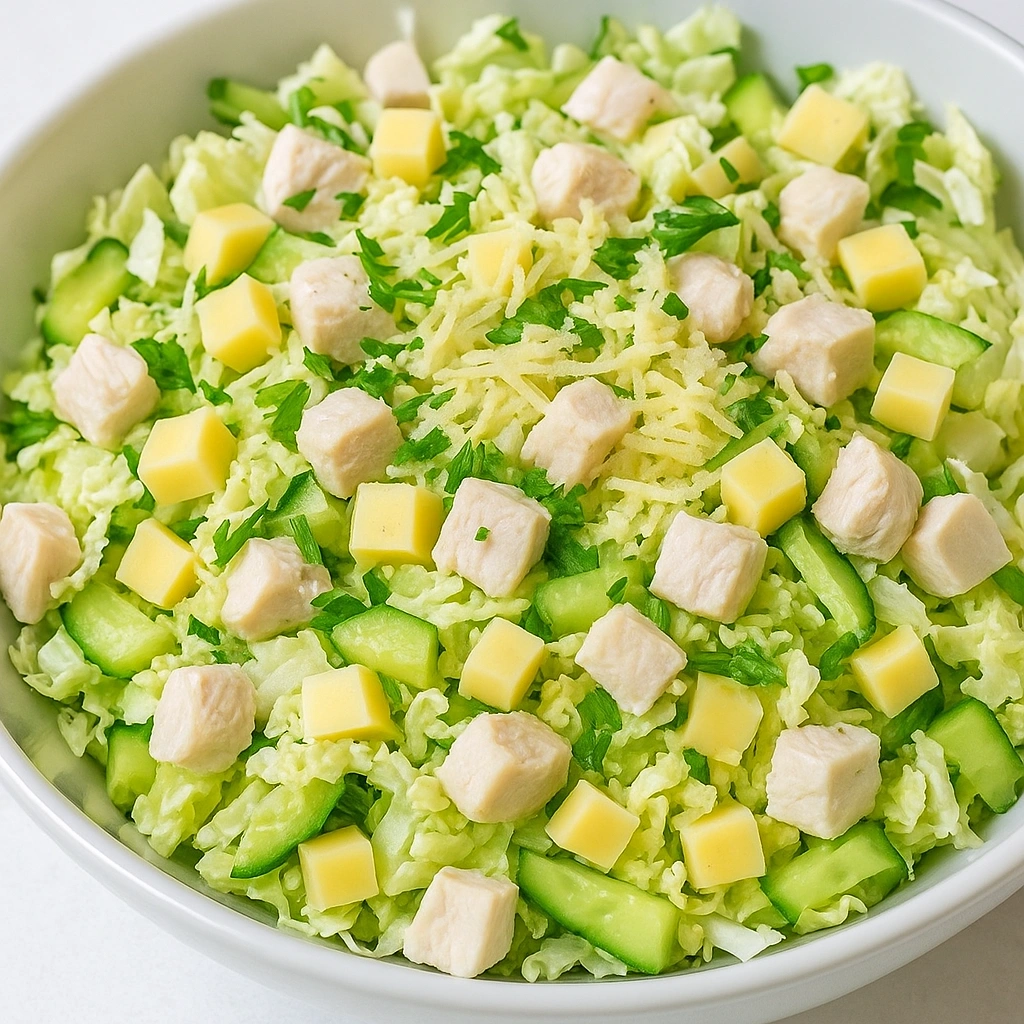 Салат з пекінської капусти з куркою та сиром