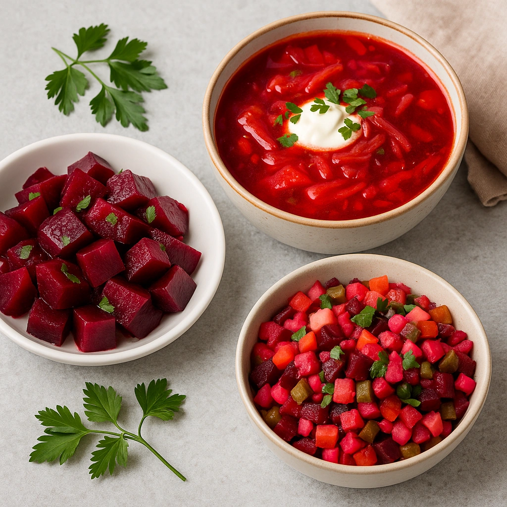 Салат з буряка, борщ та вінегрет