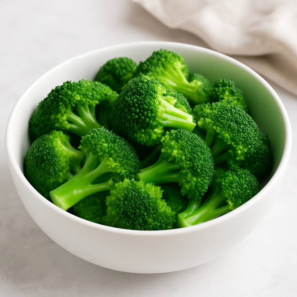Відварена броколі у білій мисці
