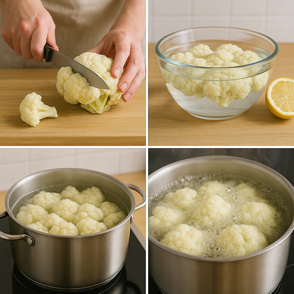 Покрокове приготування цвітної капусти — колаж фото
