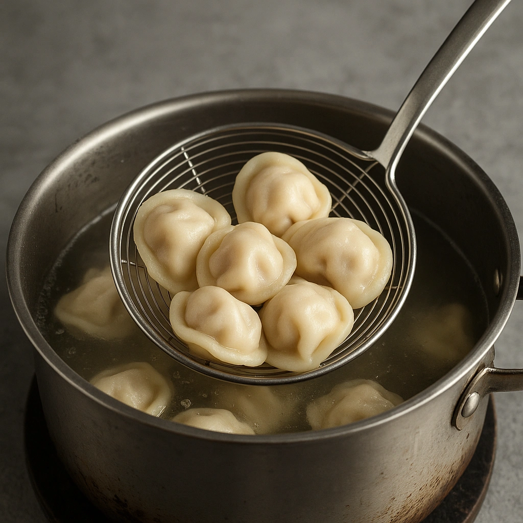 Варіння пельменів у каструлі з киплячою водою — фото