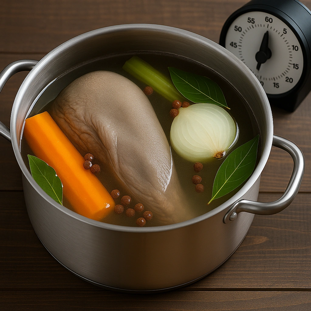 Свинячий язик у каструлі з овочами та спеціями