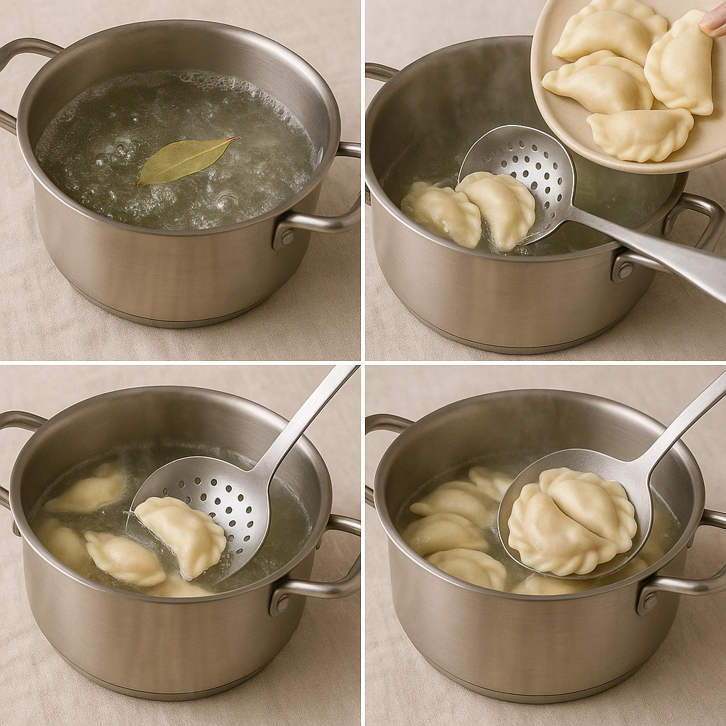 Покрокове приготування вареників — фото колаж