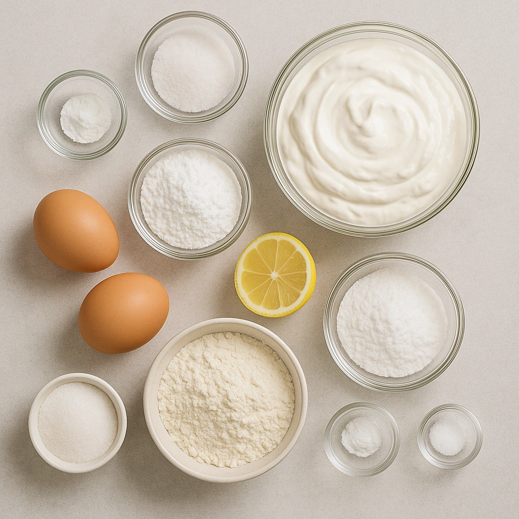 Інгредієнти для торта сметанника — борошно, яйця, сметана, цукор