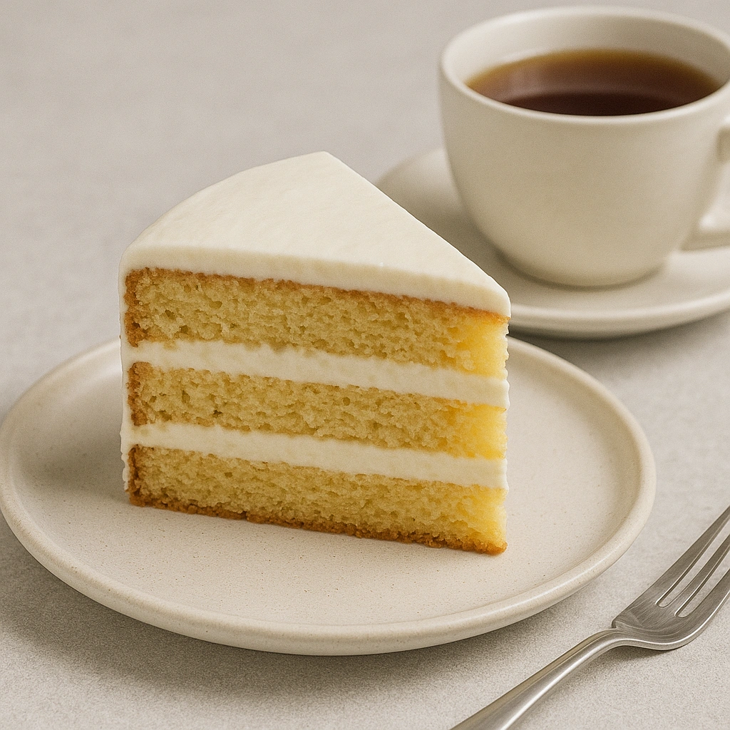 Подача торта сметанника — шматочок десерту з чаєм